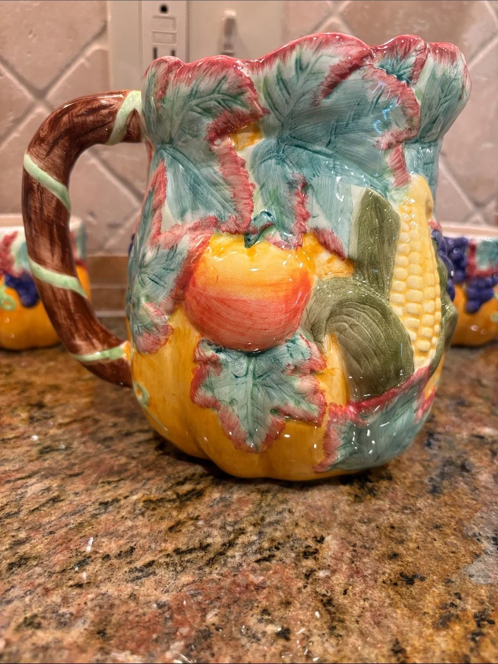 Harvest ceramic pitcher and mugs
